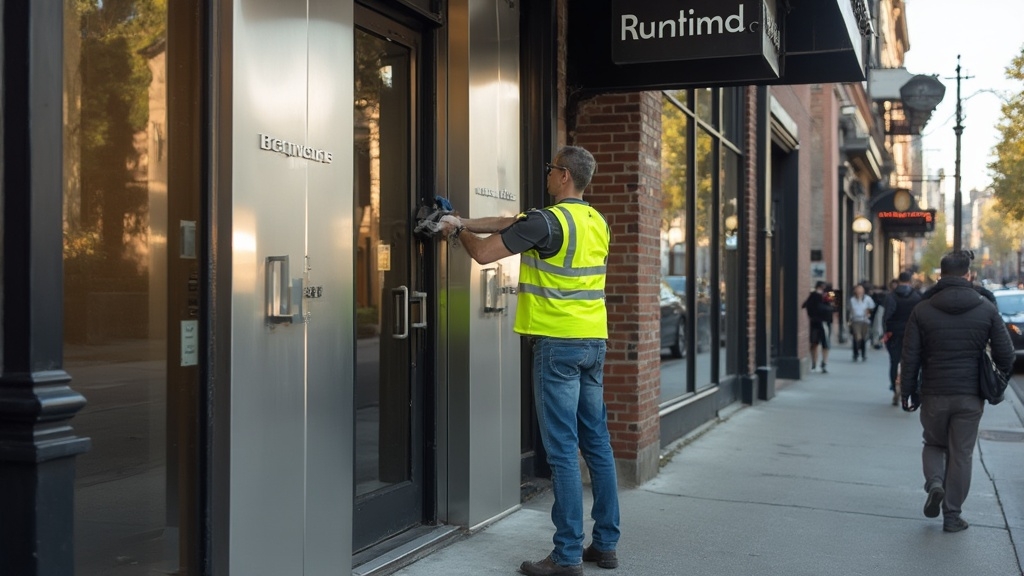 sign installation outside business Richmond BC storefront